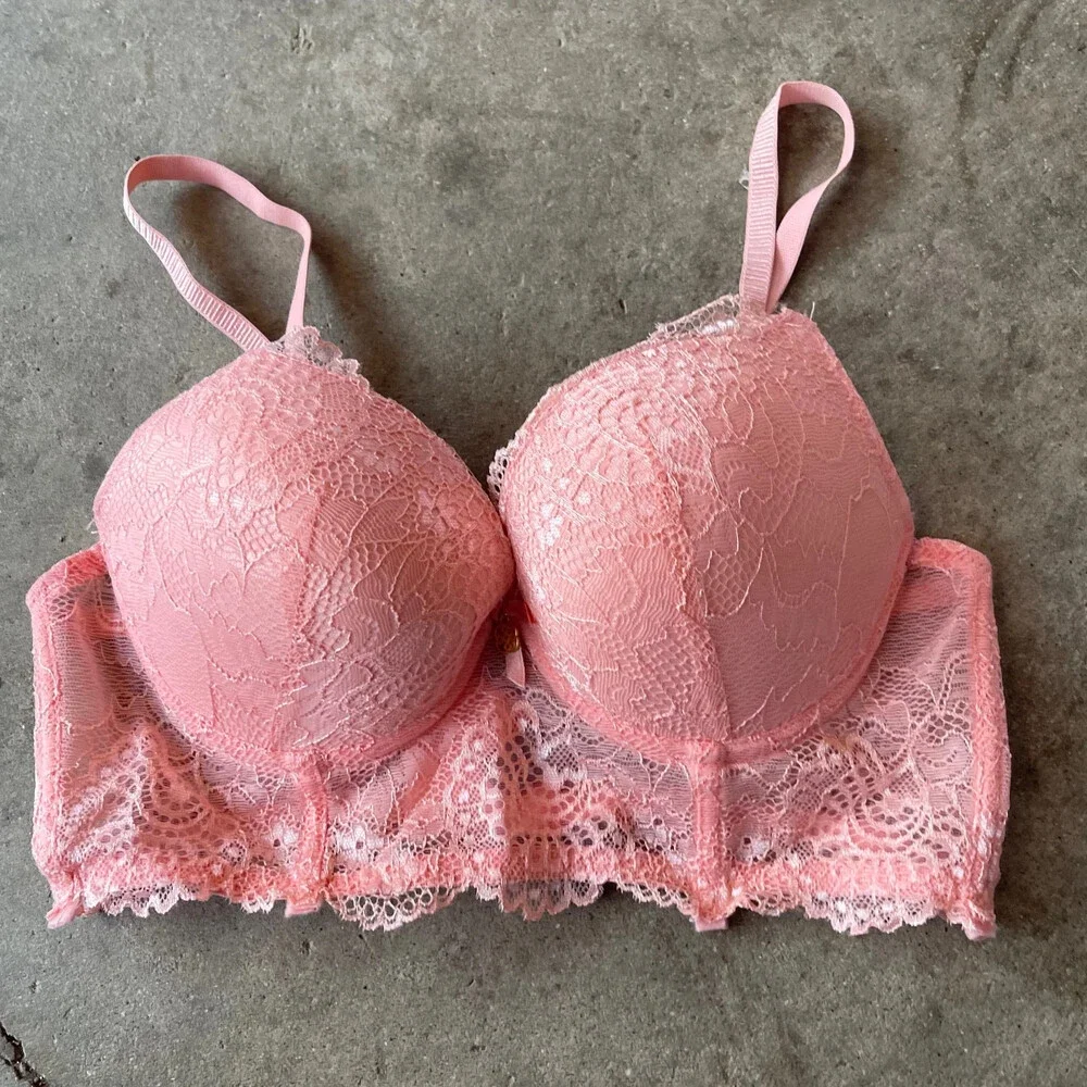 daisy fuentes pink lace padded demi Women’s bra 34b